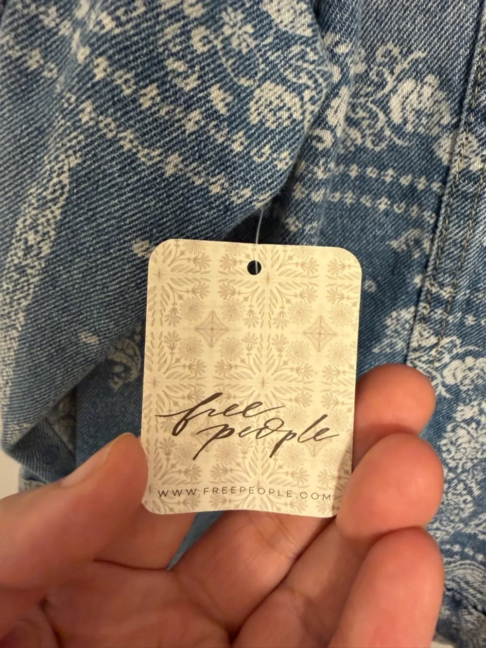 Free people Light Blue Bandana-Print Denim Jacket - Picture 5 of 5